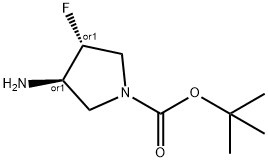 REL-(3R,4R)-3-氨基-4-氟吡咯烷-1-羧酸叔丁酯 结构式