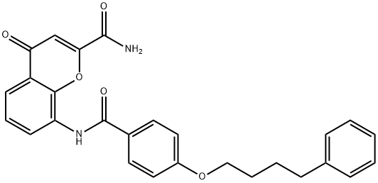 4-Oxo-8-[4-(4-phenylbutoxy)benzoylaMino]-4H-1-benzopyran-2-carboxaMide 结构式