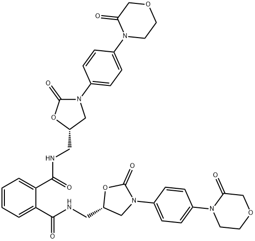 N,N'-二[{(5S)-2-氧代-3-[4-(3-氧代-4-吗啉基)苯基]-1,3-恶唑啉-5-基}甲基]苯基-1,2-二酰胺 结构式