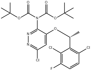 (R)-3-[双(BOC)氨基]-4-[1-(2,6-二氯-3-氟苯基)乙氧基]-6-氯哒嗪 结构式