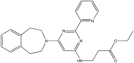 N-[2-(2-吡啶基)-6-(1,2,4,5-四氢-3H-3-苯并氮杂卓-3-基)-4-嘧啶基]-BETA-丙氨酸乙酯 结构式