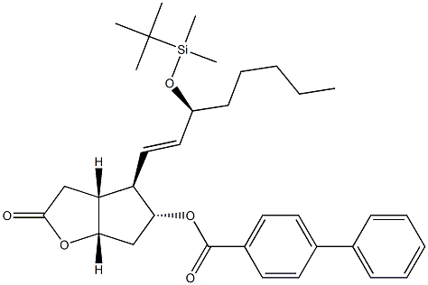 [1,1'-联苯]-4-羧酸,4-[3-[[(1,1'-二甲基乙基)二甲基硅烷基]氧基]-1-辛烯基]六氢-2-氧代-2H-环戊并[B]呋喃-5-基酯,[3AR-[3A,4(1E,3S*),5,6A]]-(...) 结构式