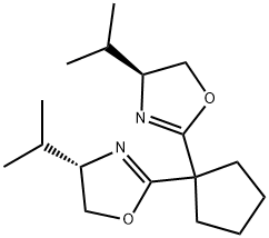(4S,4'S)-2,2'-(环戊烷-1,1-二基)-双(4-异丙基-4,5-二氢噁唑) 结构式