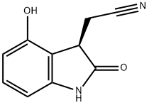 (3R)-2,3-二氢-4-羟基-2-氧代-1H-吲哚-3-乙腈 结构式