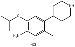 5-甲基-2-(1-甲基乙氧基)-4-(4-哌啶)-苯胺二盐酸盐 结构式