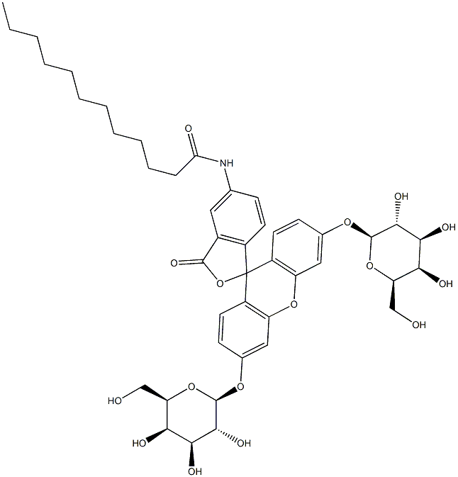 N-[3',6'-二(BETA-D-吡喃半乳糖基氧基)-3-氧代螺[异苯并呋喃-1(3H),9'-[9H]氧杂蒽]-5-基]十二烷酰胺 结构式