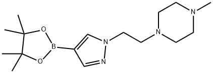 1-甲基-4-{2-[4-(4,4,5,5-四甲基-1,3,2-二氧硼杂环戊烷-2-基)-1H-吡唑-1-基]乙基}哌嗪 结构式