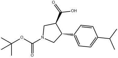 Boc-(+/-)-trans-4-(4-isopropyl-phenyl)-pyrrolidine-3-carboxylic acid 结构式