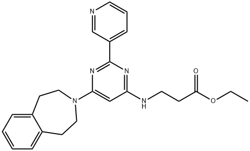 N-[2-(3-吡啶基)-6-(1,2,4,5-四氢-3H-3-苯并氮杂卓-3-基)-4-嘧啶基]-BETA-丙氨酸乙酯 结构式