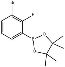 2-(3-BROMO-2-FLUORO-PHENYL)-4,4,5,5-TETRAMETHYL-[1,3,2]DIOXABOROLANE 结构式