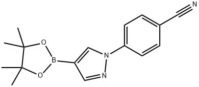 4-(4-(4,4,5,5-四甲基-1,3,2-二氧杂硼戊烷-2-基)-1H-吡唑-1-基)苯甲腈 结构式