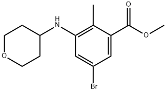 5-溴-2-甲基-3 - ((四氢-2H-吡喃-4-基)氨基)苯甲酸甲酯 结构式
