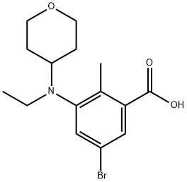 5-溴-3-(乙基(四氢-2H-吡喃-4-基)氨基)-2-甲基苯甲酸 结构式