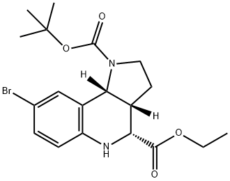 (3aR,4R,9bR)-1-tert-butyl 4-ethyl 8-broMo-3,3a,4,5-tetrahydro-1H-pyrrolo[3,2-c]quinoline-1,4(2H,9bH)-dicarboxylate 结构式