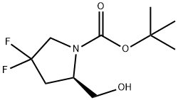 (R)-4,4-二氟-2-(羟甲基)吡咯烷-1-羧酸叔丁酯 结构式