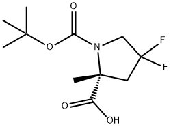 (2R)-1-Boc-4,4-difluoro-2-Methylpyrrolidine-2-carboxylic acid 结构式