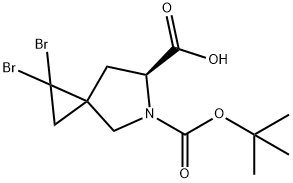 (6S)-1,1-二溴-5-氮杂螺[2.4]庚烷-5,6-二羧酸-5-叔丁酯 结构式