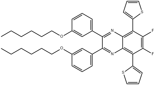 6,7-二氟-2,3-双(3-(己氧基)苯基)-5,8-二(噻吩-2-基)喹喔啉 结构式