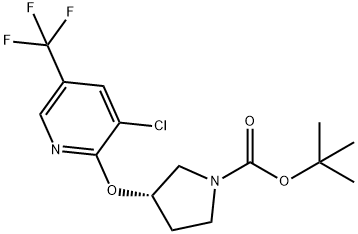 (S)-3-(3-氯-5-三氟甲基-吡啶-2-基氧基)-吡咯烷-1-羧酸叔丁基酯 结构式