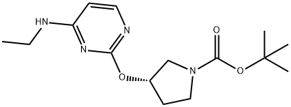 (S)-3-(4-乙氨基-嘧啶-2-基氧基)-吡咯烷-1-羧酸叔丁基酯 结构式