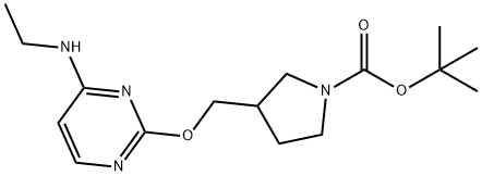 3-(4-乙氨基-嘧啶-2-基氧基甲基)-吡咯烷-1-羧酸叔丁基酯 结构式