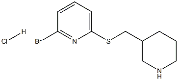 2-溴-6-(哌啶-3-基甲基硫基)-吡啶盐酸盐 结构式