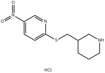 5-硝基-2-(哌啶-3-基甲基硫基)-吡啶盐酸盐 结构式