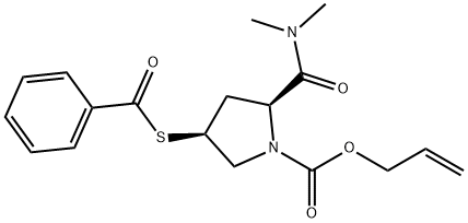 (2S,4S)-N,N-二甲基-1-烯丙氧羰基-4-苯甲酰硫基-2-吡咯烷甲酰胺 结构式