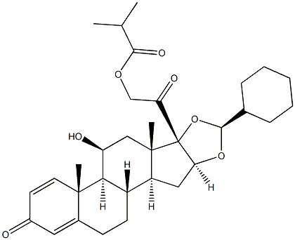 [11BETA,16ALPHA(S)]-16,17-[(环己基亚甲基)双(氧基)]-11-羟基-21-(2-甲基-1-氧代丙氧基)-孕-1,4-二烯-3,20-二酮 结构式