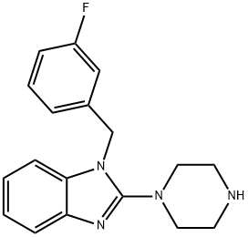 1-(3-氟-苄基)-2-哌嗪-1-基-1H-苯并咪唑 结构式