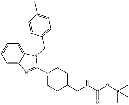 ((1-(1-(4-氟苄基)-1H-苯并[D]咪唑基-2-基)哌啶-4-基)甲基)氨基甲酸叔丁酯 结构式