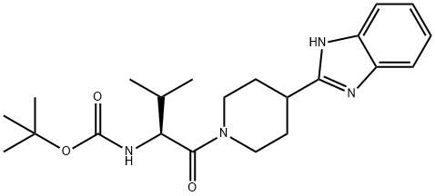 {(S)-1-[4-(1H-苯并咪唑基-2-基)-哌啶-1-羰基]-2-甲基-丙基}-氨基甲酸叔丁酯 结构式