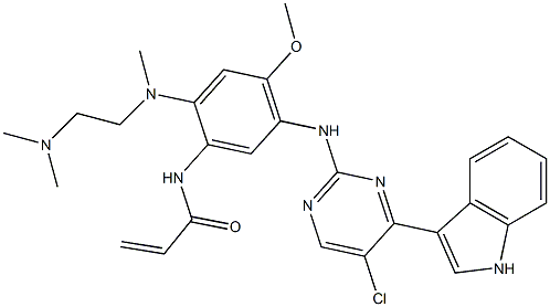 N-[5-[[5-氯-4-(1H-吲哚-3-基)-2-嘧啶基]氨基]-2-[[2-(二甲基氨基)乙基]甲基氨基]-4-甲氧基苯基]-2-丙烯酰胺 结构式