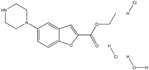 5-(1-哌嗪基)-2-苯并呋喃甲酸乙酯二盐酸盐水合物 结构式