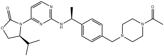 (4S)-3-[2-[[(1S)-1-[4-[(4-乙酰基-1-哌嗪基)甲基]苯基]乙基]氨基]-4-嘧啶基]-4-异丙基-2-恶唑烷酮 结构式