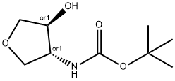 氨基甲酸, N-[(3R,4S)- 四氢化-4-羟基-3-呋喃基]-, 1,1-双甲基乙基酯, REL- 结构式