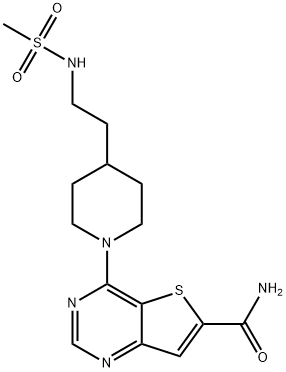 4-[4-[2-[(METHYLSULFONYL)AMINO]ETHYL]-1-PIPERIDINYL]-THIENO[3,2-D]PYRIMIDINE-6-CARBOXAMIDE 结构式