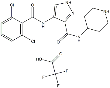 4-[(2,6-二氯苯甲酰基)氨基]-N-4-哌啶基-1H-吡唑-3-甲酰胺三氟乙酸盐 结构式