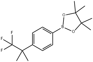 4,4,5,5-四甲基-2-(4-(1,1,1-三氟-2-甲基丙-2-基)苯基)-1,3,2-二氧杂环戊硼烷 结构式