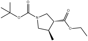 (3R,4R)-4-甲基-1,3-吡咯烷二甲酸 1-叔丁基 3-乙基酯 结构式