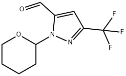 2-(TETRAHYDRO-PYRAN-2-YL)-5-TRIFLUOROMETHYL-2H-PYRAZOLE-3-CARBALDEHYDE 结构式