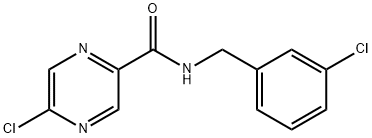 5-氯-N-(3-氯苄基)吡嗪-2-甲酰胺 结构式