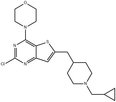 4-(2-氯-6 - ((1-(环丙基甲基)哌啶-4-基)甲基)噻吩并[3,2-D]嘧啶-4-基)吗啉 结构式