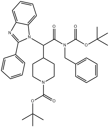 4-(2-(苄基(叔丁氧基羰基)氨基)-2-氧代-1-(2-苯基-1H-苯并[D]咪唑-1-基)乙基 结构式