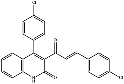 (E)-4-(4-CHLOROPHENYL)-3-(3-(4-CHLOROPHENYL)ACRYLOYL)QUINOLIN-2(1H)-ONE 结构式