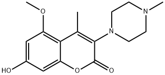 2H-1-Benzopyran-2-one, 7-hydroxy-5-Methoxy-4-Methyl-3-(4-Methyl-1-piperazinyl)- 结构式