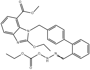 1-[(2'-[(乙氧羰基)氧基]脒基)[1,1-联苯基]-4-基)甲基]-2-乙氧基-1H-苯并咪唑-7-甲酸甲酯 结构式