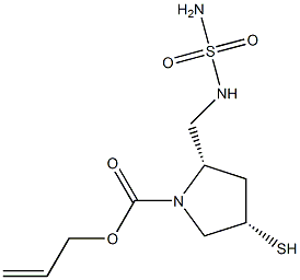(2S,4S)-2-[[(氨基磺酰基)氨基]甲基]-4-巯基-1-吡咯烷羧酸 2-丙烯基酯 结构式
