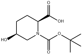 (2S,5S)-1-(叔丁氧基羰基)-5-羟基哌啶-2-羧酸 结构式