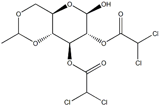 4,6-O-亚乙基-2,3-二-O-二氯乙酰基-BETA-D-吡喃葡萄糖 结构式